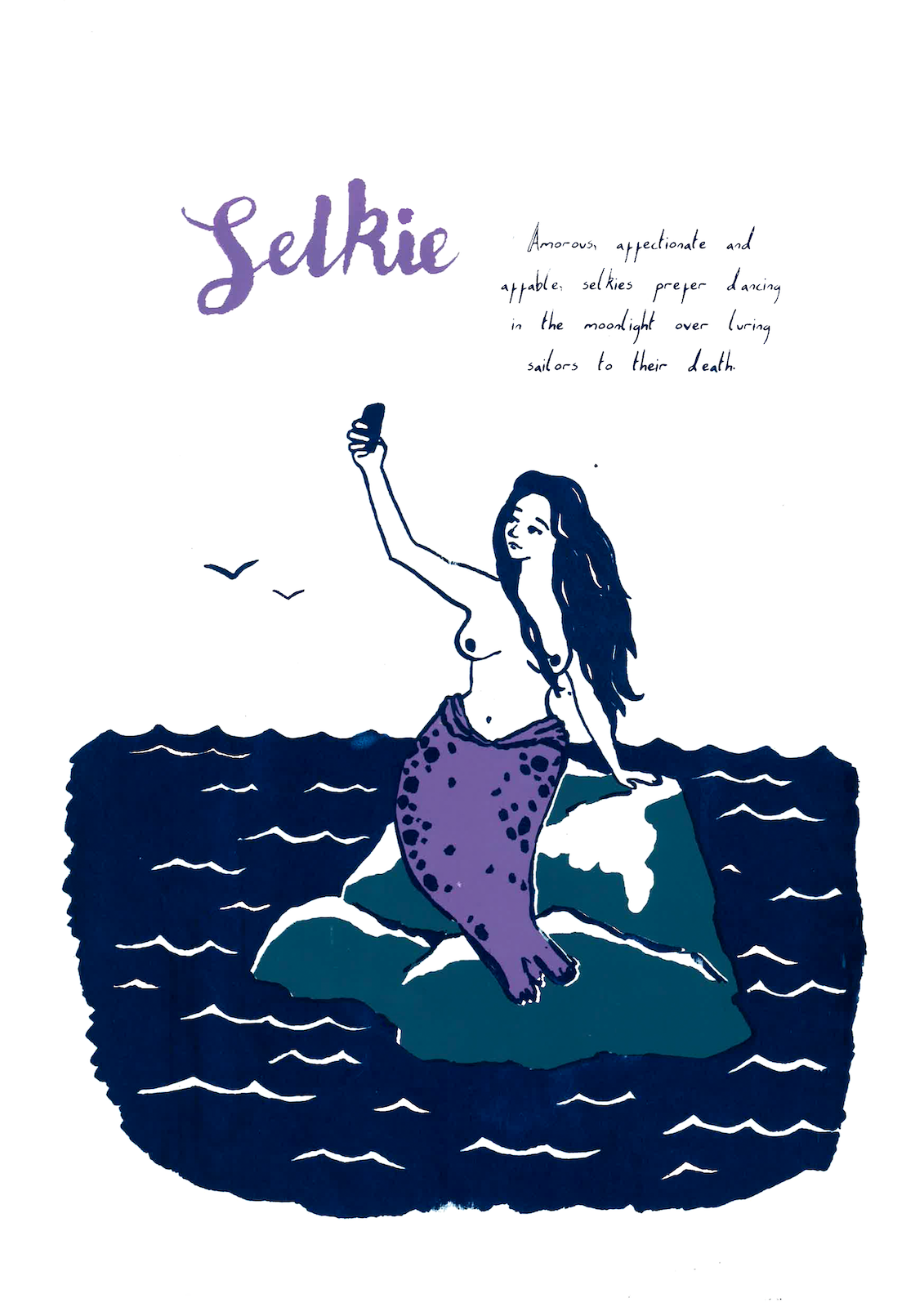 A3 3 colour selkie screenprint.